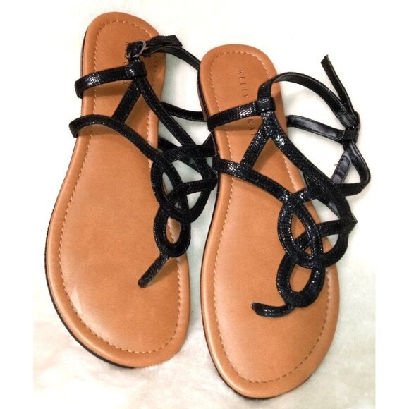 Kelly & Katie Black Strappy Sandals Women's 7M Comfortable & Stylish Footwear Li - Picture 2 of 6